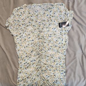 Torrid Blue and Yellow Floral Blouse
